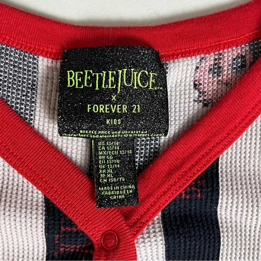 Beetlejuice x Forever 21 Kids Thermal Pajama Union Suit Skulls 13/14 L/XL